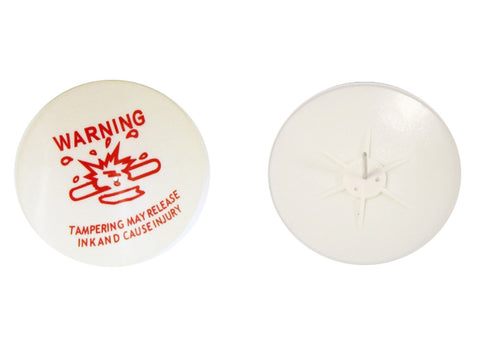 Large (50mm) Replacement Pin With RED Warning Notice - Case Of 500 Pcs.