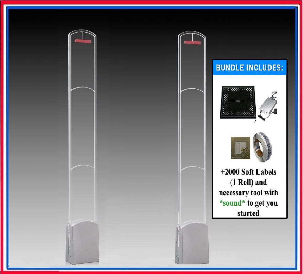 Package A " Plus "- 2000 RF 8.2 MHz Soft Labels + High Fashion Acrylic RF Frequency Anti Theft Antenna System + Deactivator