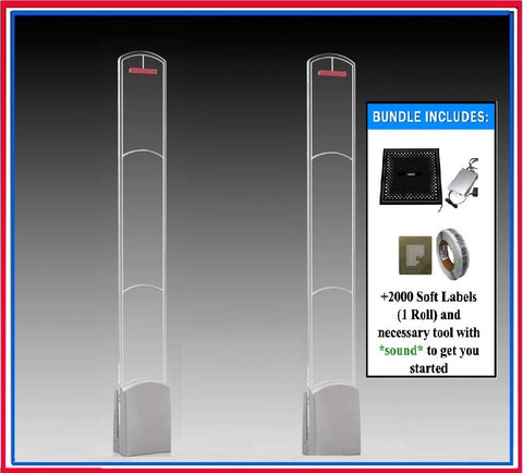 Package A " Plus "- 2000 RF 8.2 MHz Soft Labels + High Fashion Acrylic RF Frequency Anti Theft Antenna System + Deactivator